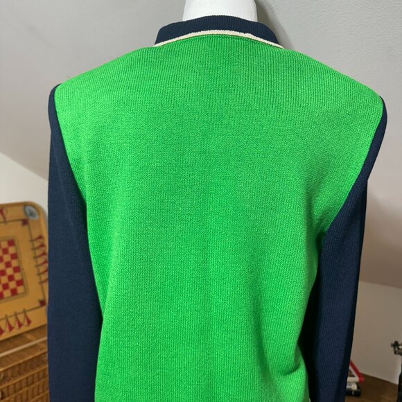 St John Collection by Marie Gray Knit Kelly Green Navy Blue Sweater size 6 - Picture 8 of 10